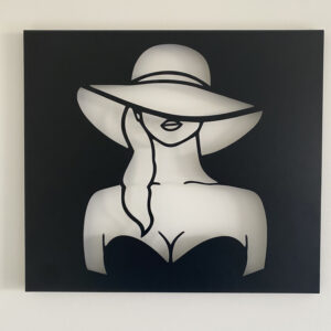 Tableau décoratif Dame au chapeau – noir