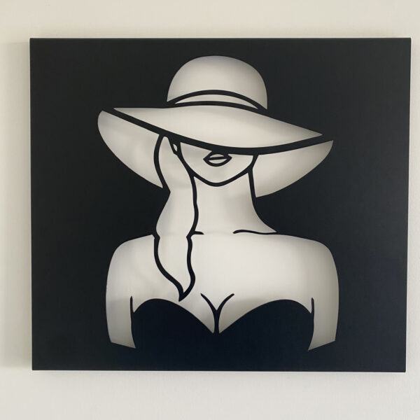 Tableau décoratif Dame au chapeau - noir