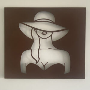 Tableau décoratif Dame au chapeau – rouille
