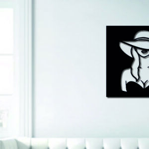 Tableau décoratif Dame au chapeau – noir