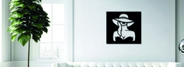 Tableau décoratif Dame au chapeau - noir – Image 2