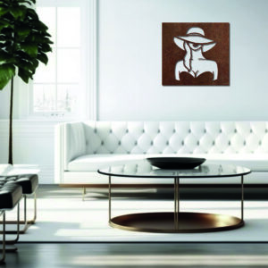 Tableau décoratif Dame au chapeau – rouille