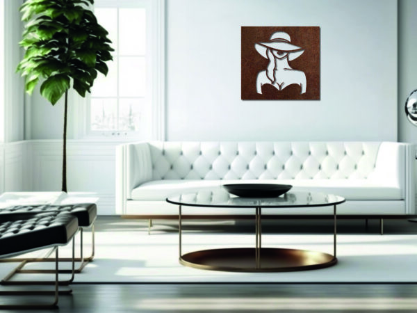 Tableau décoratif Dame au chapeau - rouille