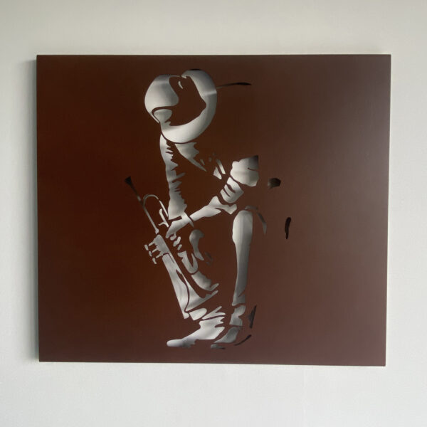Tableau décoratif Trompettiste - rouille